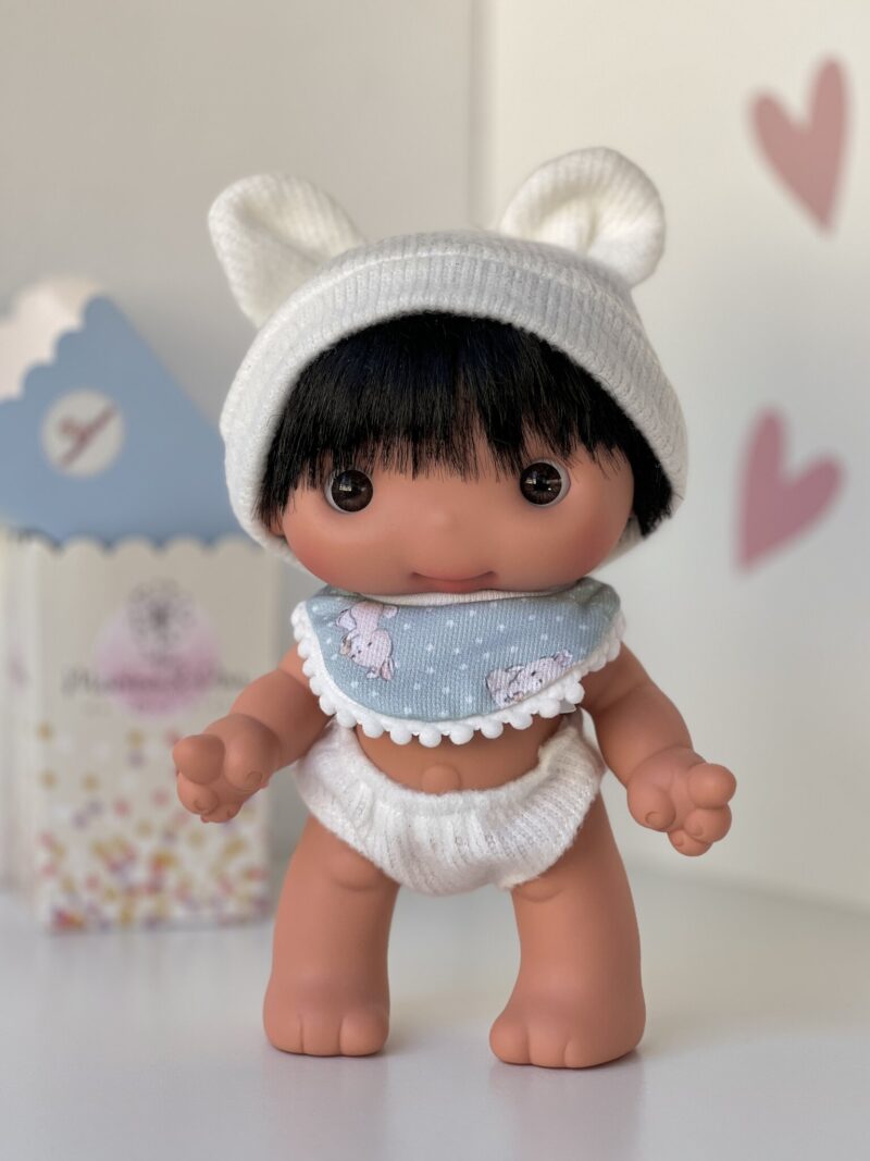 PIU doll, blue bib, 25cm (Marina&Pau)