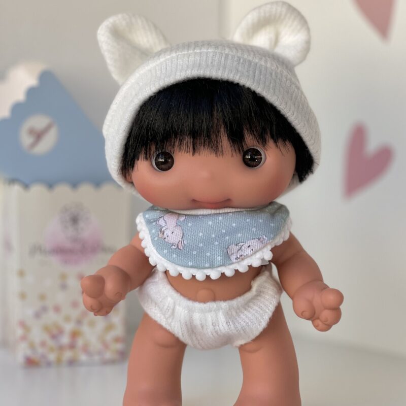 PIU doll, blue bib, 25cm (Marina&Pau)