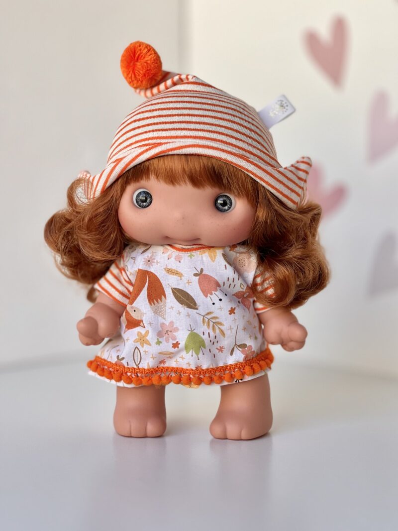 PIU doll, red, in dress, 25cm (Marina&Pau)