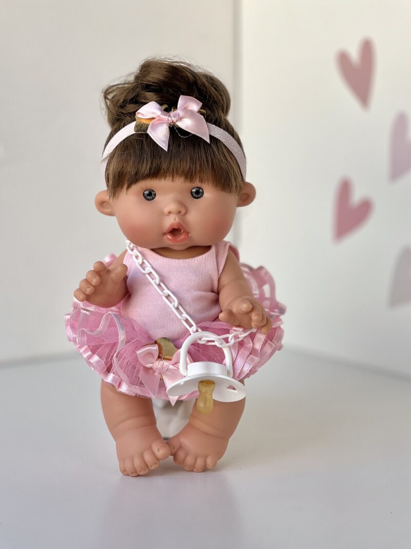 Scented doll, girl, brunette with bun, 26cm (Marina&Pau)
