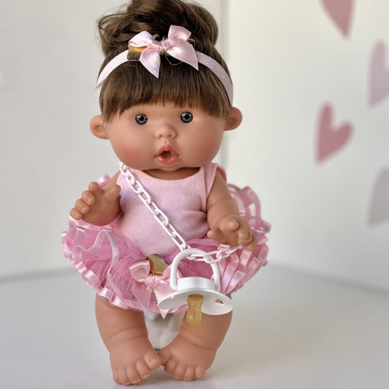 Scented doll, girl, brunette with bun, 26cm (Marina&Pau)