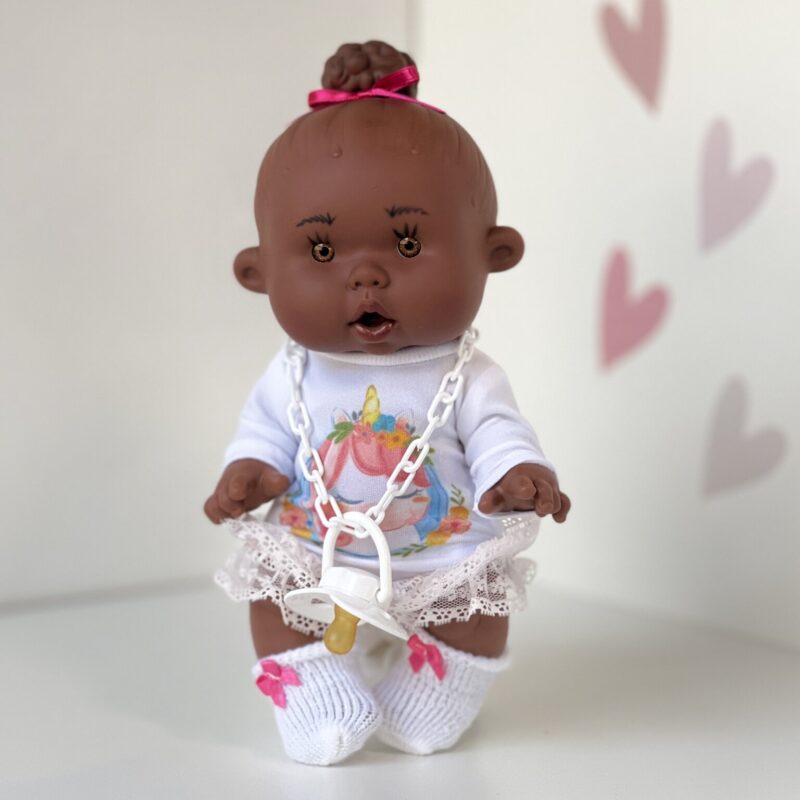 Scented doll, girl with bun, dark skin, 26cm (Marina&Pau)