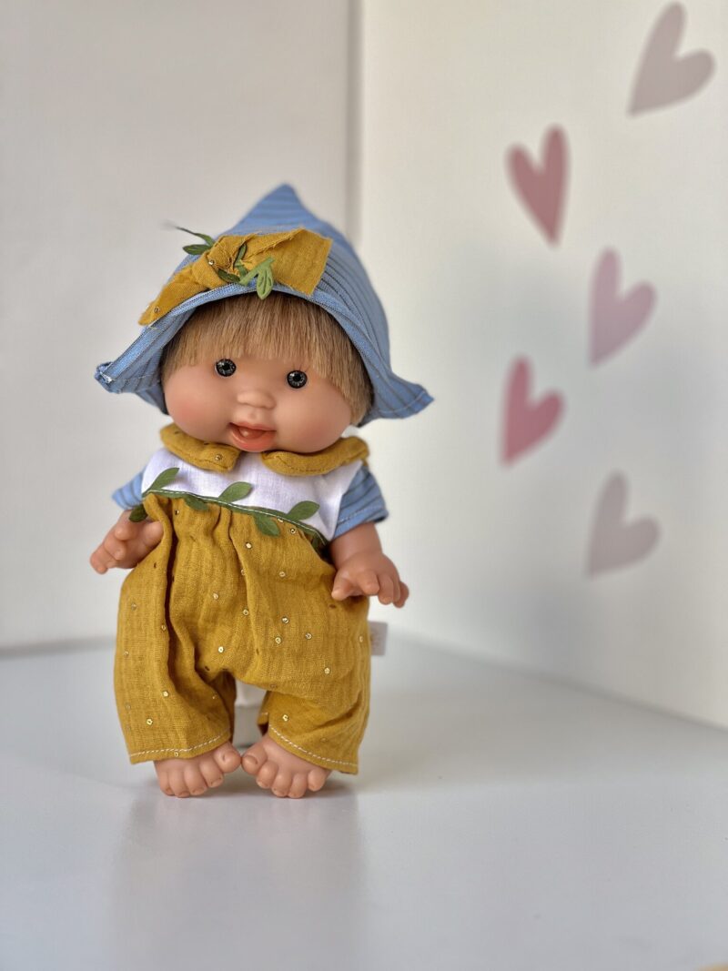 Scented doll, boy, yellow jumpsuit, 26cm (Marina&Pau)